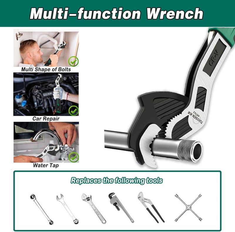 groword 10 Inch Adjustable Wrench - Auto Size Adjusting, 0.6"-1.38" (15-35MM) Self-Adjusting Quick Wrench for Car, Bicycle, Plumbing Repairs - Image 4